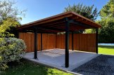 Double Wooden Carport LUNA DUO F With A Side Wall 6x6 m (20'x20') customer 2