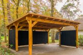 Double Wooden Carport LUNA DUO F With A Side Wall 6x6 m (20'x20') customer 3