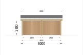 Double Wooden Carport LUNA DUO F With L-shape Wall 6x6 m (20'x20') specification 4
