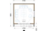 Garden Log Cabin PIA (Insulated, 34 mm + Cladding), 5x5 m (16'x16'), 25 m² specification 1