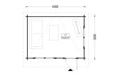Garden Log Cabin With A Flat Roof DREUX (34 mm), 4x3 m (13'x10'), 12 m² specification 1