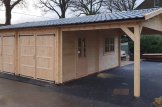 Double Wooden Garage MULTI (44 mm) 6x6 m With Single Carport 3x6 m customer 1