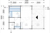 Outdoor Sauna ELDA (44 mm), 5x7.5 m, 25 m² (4 Rooms), Terrace 12 m²  specification 1
