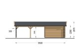 Single Wooden Garage MULTI (44 mm) 4x6 m (13'x20') with Double Carport 5.5x6 m (18'x20') specification 4