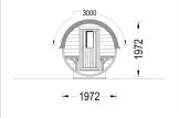 Outdoor Barrel Sauna HELGA 30 (46 mm), 3.0 m, ⌀ 1.97 m specification 2