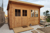 Garden Log Cabin With A Flat Roof LILLE (34 mm), 4x3 m (13'x10'), 12 m² customer 3