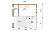 Garden room INES PLUS with L-shape terrace (Insulated, 34 + cladding), 6x6 m (20'x20'), 36 m² specification 1