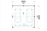 Double Wooden Carport LUNA DUO F With L-shape Wall 6x6 m (20'x20') specification 1
