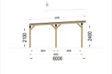 Double Wooden Carport LUNA DUO F With L-shape Wall 6x6 m (20'x20') specification 5