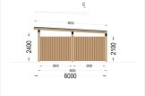 Single Wooden Carport LUNA F With L-shape Wall 3.2x6 m (20'x20') specification 3