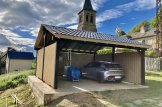 Double Wooden Carport LUNA DUO With L-shape Wall 6x6 m (20'x20') customer 2
