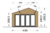 Garden Cabin TONIA (Insulated, 34 mm + Cladding), 4x3 m, 12 m² specification 2