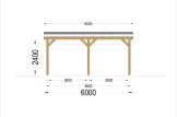 Double Wooden Carport LUNA DUO F With L-shape Wall 6x6 m (20'x20') specification 2