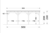 Double Wooden Carport With Flat Roof MODERN DUO, 6x6 m (20'x20'), 36 m² specification 5