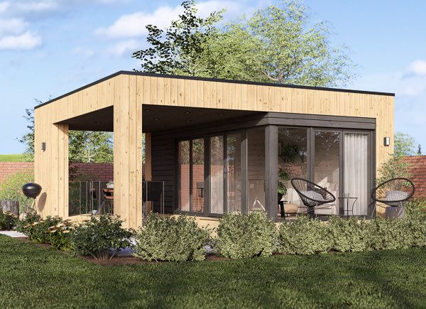 Garden room INES PLUS with front terrace (Insulated, 34 + cladding), 6x6 m (20'x20'), 36 m² avp.ui.product_images.thumbnail 1