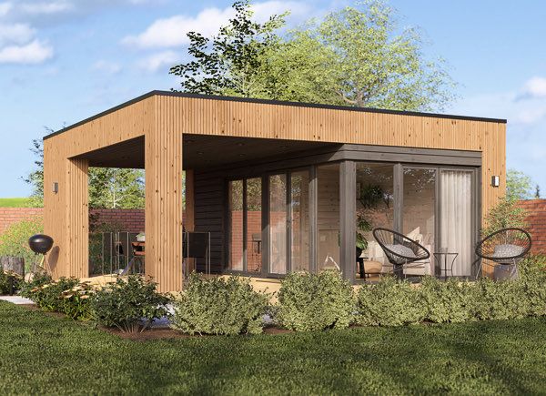 Garden room INES PLUS with front terrace (Insulated, 34 + cladding), 6x6 m (20'x20'), 36 m² avp.ui.product_images.thumbnail 1