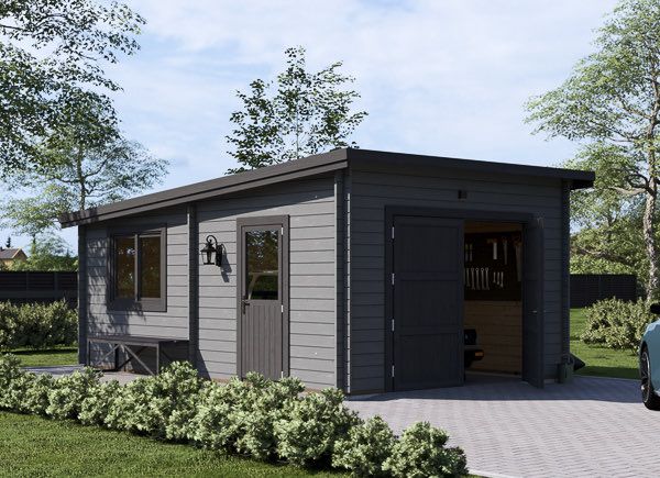Single Wooden Garage With Flat Roof MODERN (44 mm), 4x6 m (13'x20'), 24 m² avp.ui.product_images.thumbnail 1
