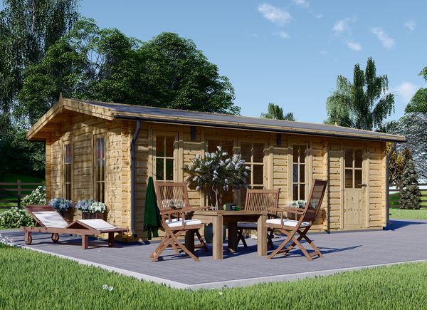 Log Cabin LEA With Shed Attached (66 mm), 7x4 m (23'x13'), 28 m² avp.ui.product_images.thumbnail 1