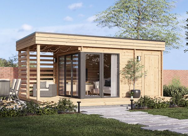 Garden Log Cabin IDA with a shed (34 mm), 6x3 m (20'x10'), 11 m² avp.ui.product_images.thumbnail 1
