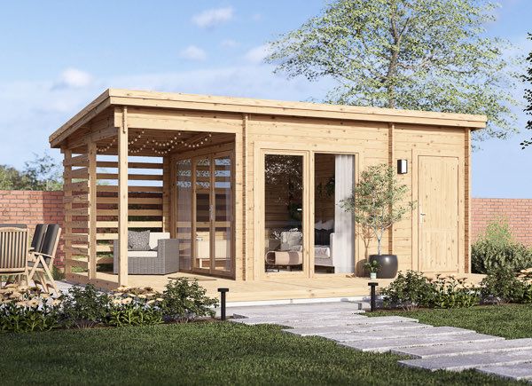 Garden Log Cabin EVA with a shed (34 mm), 6x3 m (20'x10'), 11 m² avp.ui.product_images.thumbnail 1