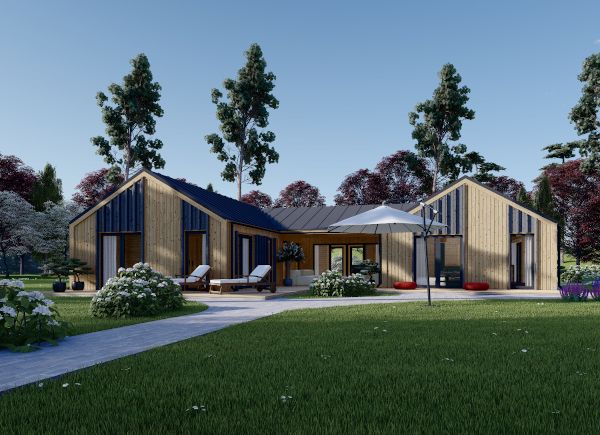Log Cabin House SCARLET S (44 mm + Cladding), 139 m² thumbnail 1