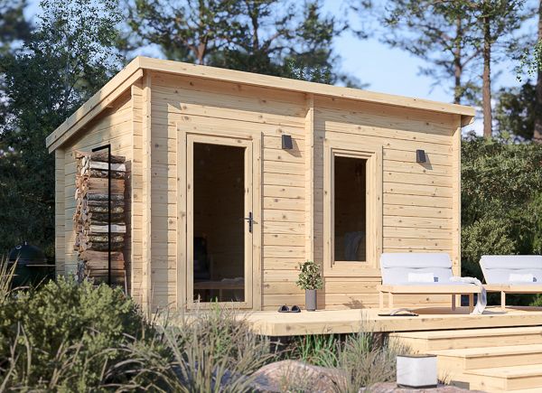 Wooden Sauna VIGOR 2 with Changing Room (Solid Log) – 4.5×2.5 m (15'×8'), 9.15 m² thumbnail 1