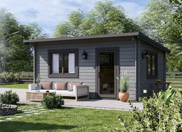 Log Cabin With A Flat Roof DREUX (44 mm), 5x4 m (16'x13'), 20 m² avp.ui.product_images.thumbnail 1