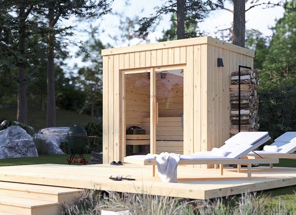 Wooden Sauna OKO 2 (Natural Pine) – 2.3×1.6 m (8'×5'), 2.7 m² thumbnail 1