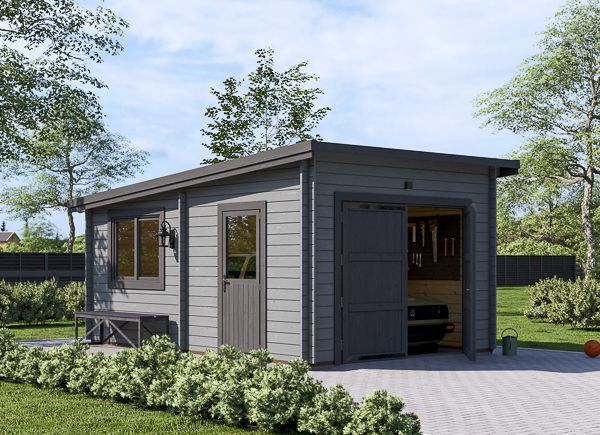 Single Wooden Garage With Flat Roof MODERN (44 mm), 3.6x5.4 m (12'x18'), 20 m² avp.ui.product_images.thumbnail 1