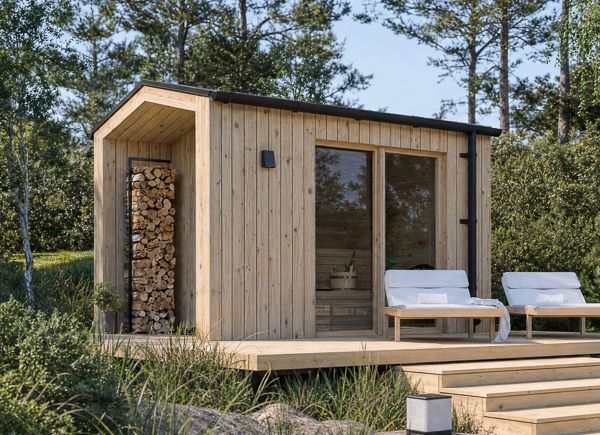 Wooden Sauna SERENE 1 with Porch (Natural Pine) – 3.3×2.5 m (11'×8'), 6.25 m² thumbnail 1
