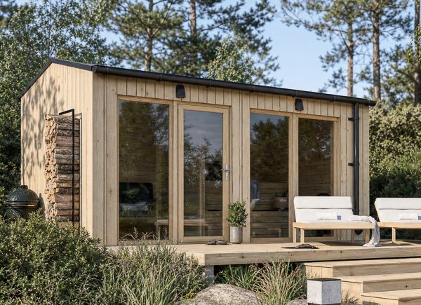Wooden Sauna SERENE 2 with Changing Room (Natural Pine) – 4.5×2.5 m (15'×8'), 9.35 m² thumbnail 1