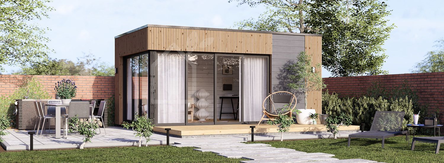 Garden room AMARA (Insulated, 34 + cladding), 5x3 m (16'x10'), 15 m² visualization 1