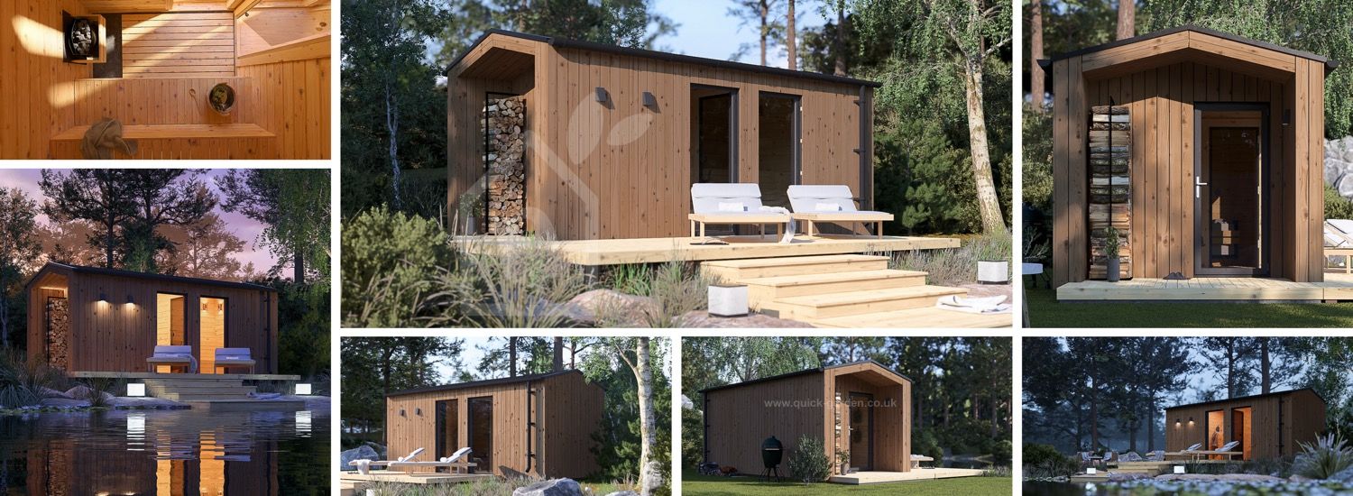 Outdoor Sauna SERENE (34 mm + Cladding), 5.3x2.5 m, 5 m² visualization 1