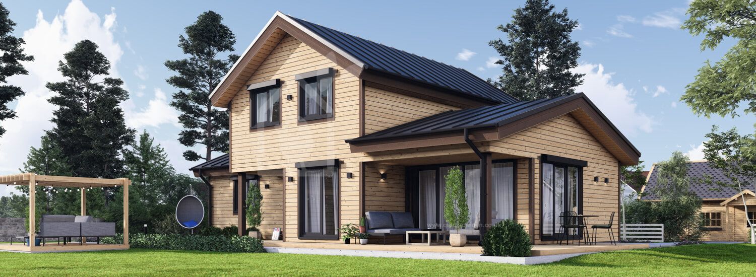 Log Cabin House HOLLAND (Insulated PLUS, 44 mm + Cladding), 116 m² visualization 1