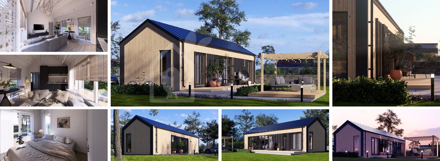 Log Cabin ADALINE RV (44 mm + Cladding + Insulation), 44 m² visualization 1