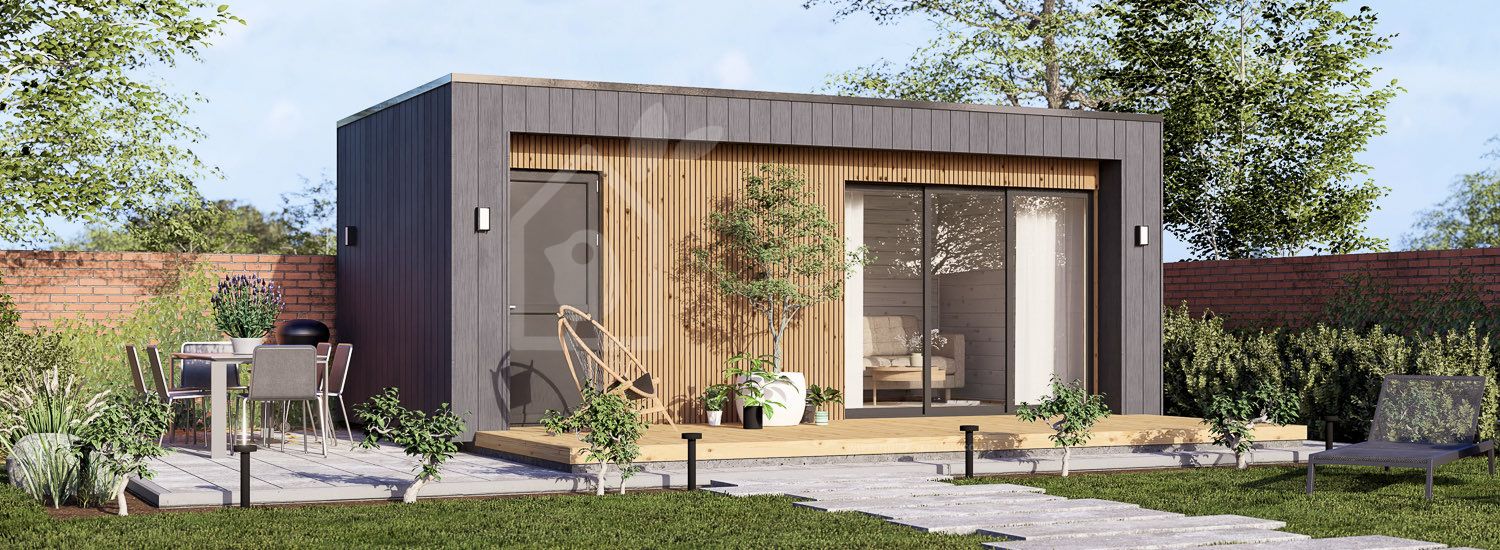 Garden room LAYLA (Insulated, 34 + cladding), 6x3 m (20'x10'), 15 m² visualization 1