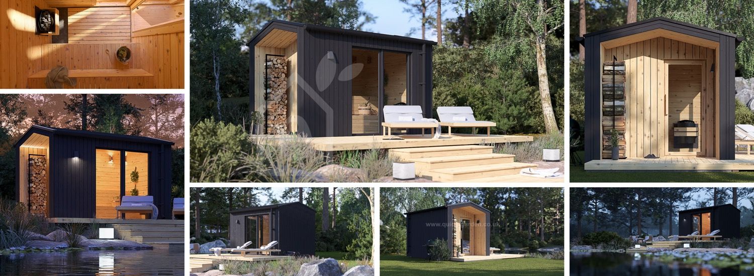 Outdoor Sauna SERENE (34 mm + Cladding), 3.3x2.5 m, 4.95 m² visualization 1