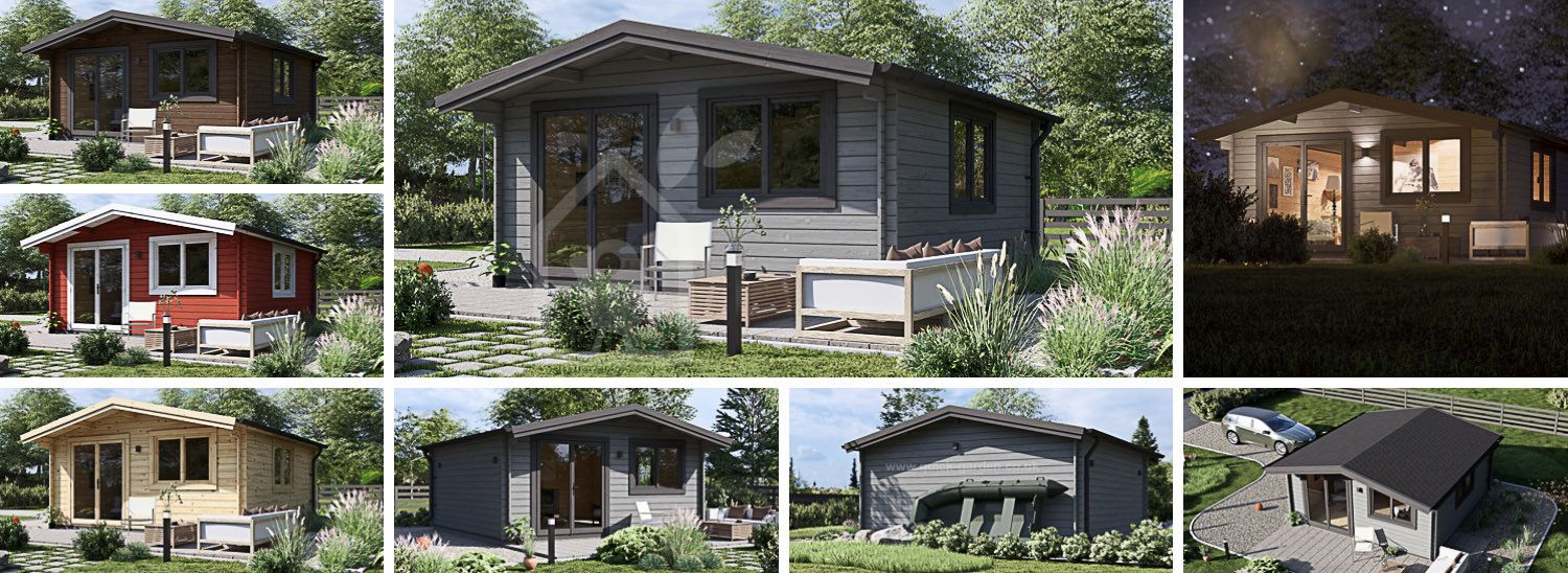 Log Cabin WISSOUS (44 mm), 5x5 m (16'x16'), 25 m² visualization 1