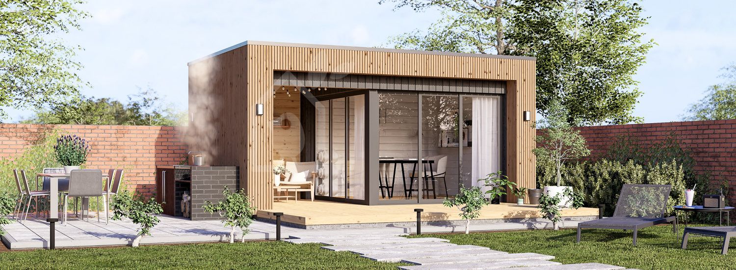 Garden room LAYLA (Insulated, 34 + cladding), 5x3 m (16'x10'), 13 m² visualization 1