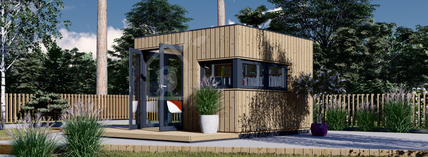 Garden Office Pod PREMIUM L (Insulated PLUS, 34 mm + Cladding), 3x3 m (10' x 10'), 9 m² visualization 1