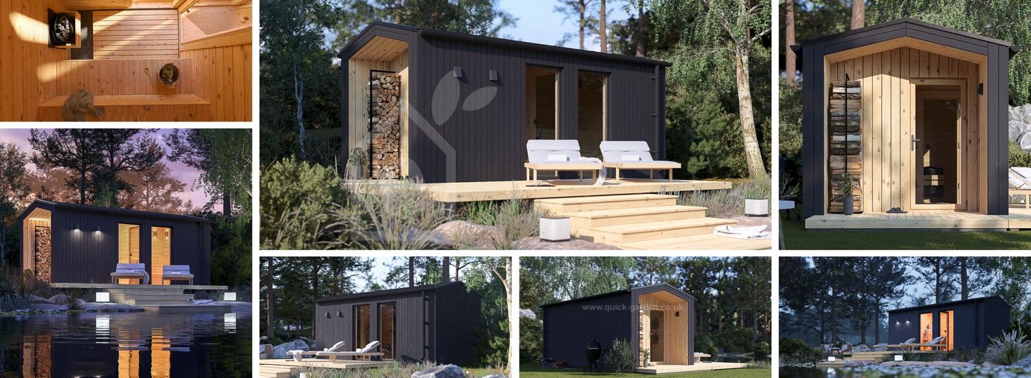Outdoor Sauna SERENE (34 mm + Cladding), 5.3x2.5 m, 5 m² visualization 1