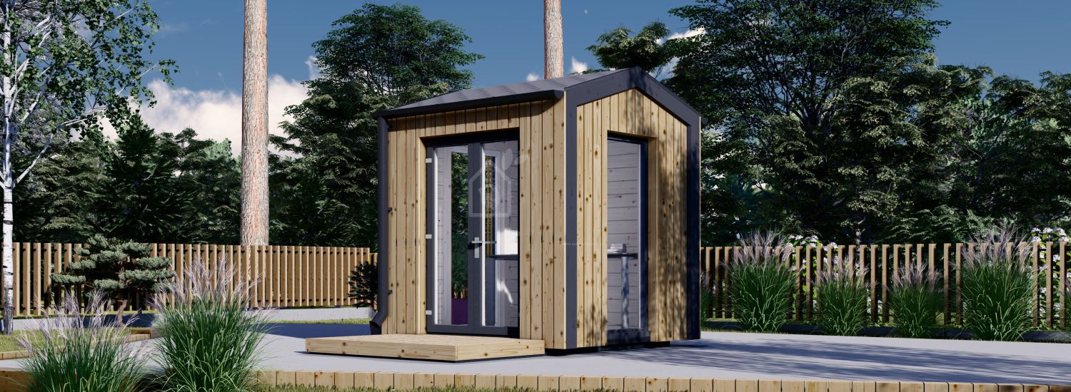 Garden Office Pod EMMY (Insulated, 34 mm + Cladding), 2x2 m (6'6" x 6'6"), 4 m² visualization 1