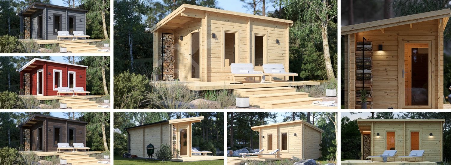 Outdoor Sauna VIGOR (44 mm), 5.3x2.5 m, 4.9 m² visualization 1