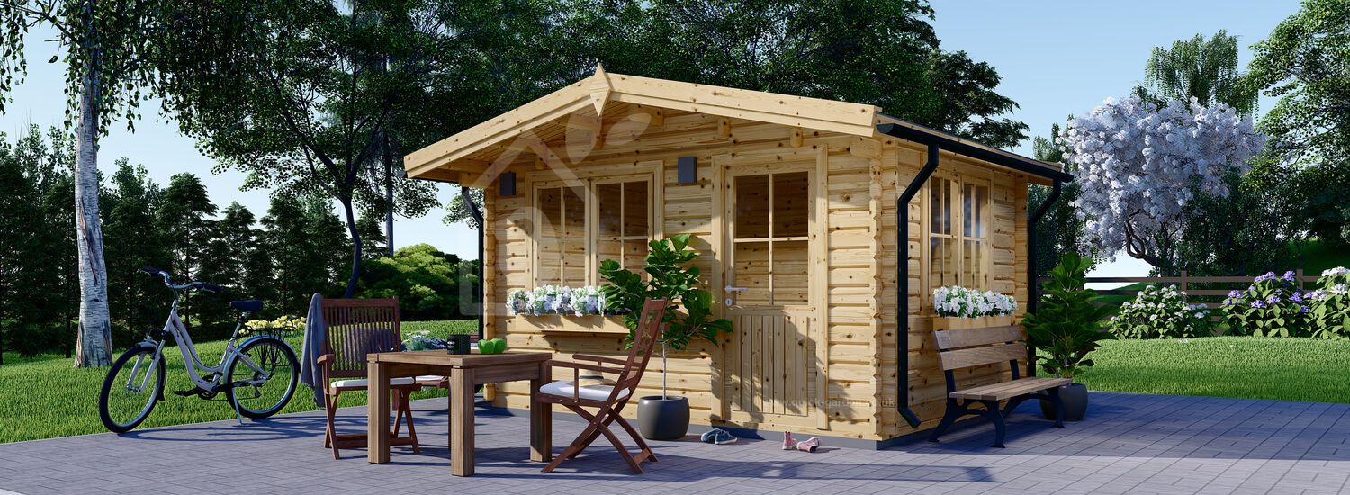 Garden Log Cabin DREUX (66 mm), 4x4 m (13'x13'), 16 m² visualization 1