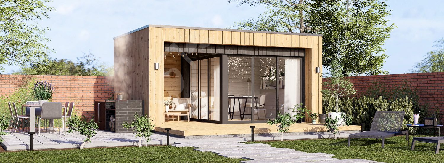 Garden room LAYLA (Insulated, 34 + cladding), 5x3 m (16'x10'), 13 m² visualization 1