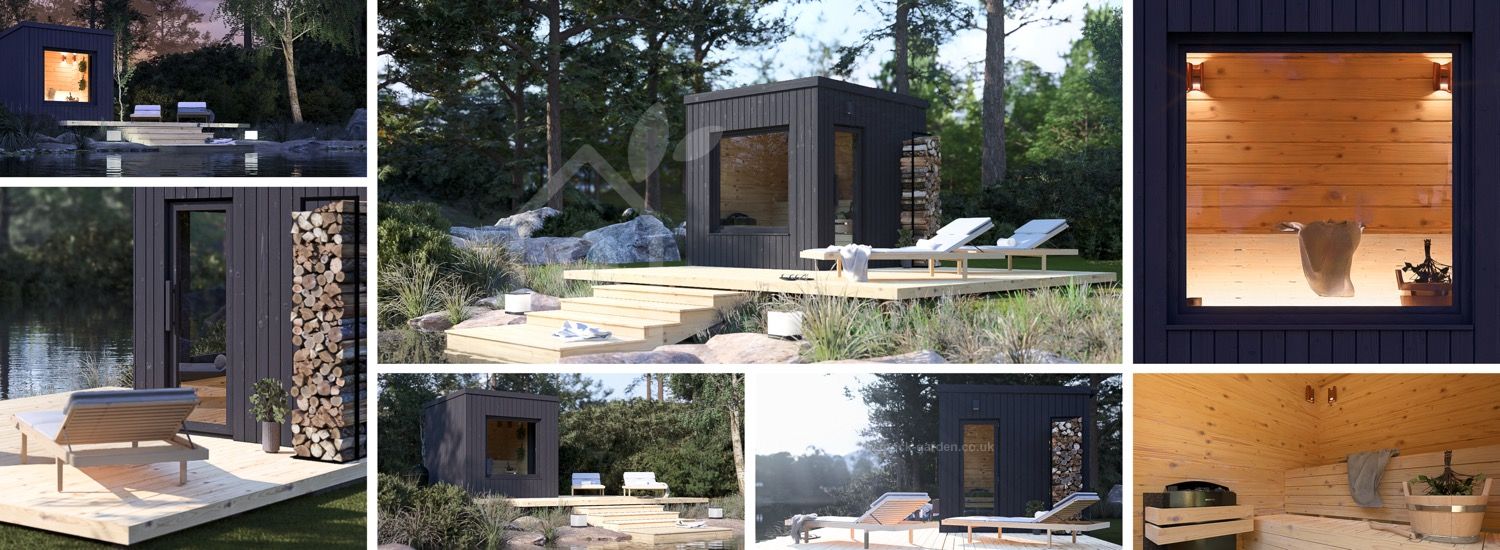 Outdoor Sauna OKO (34 mm + Cladding), 2.3x2.3 m, 4.1 m² visualization 1