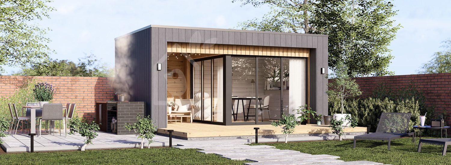 Garden room LAYLA (Insulated, 34 + cladding), 5x3 m (16'x10'), 13 m² visualization 1