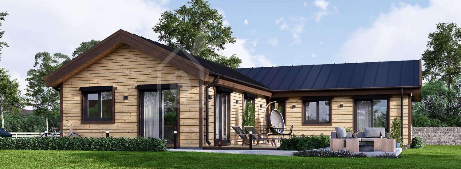 Log Cabin House PAULA (Insulated PLUS, 44 mm + Cladding), 118 m² visualization 1