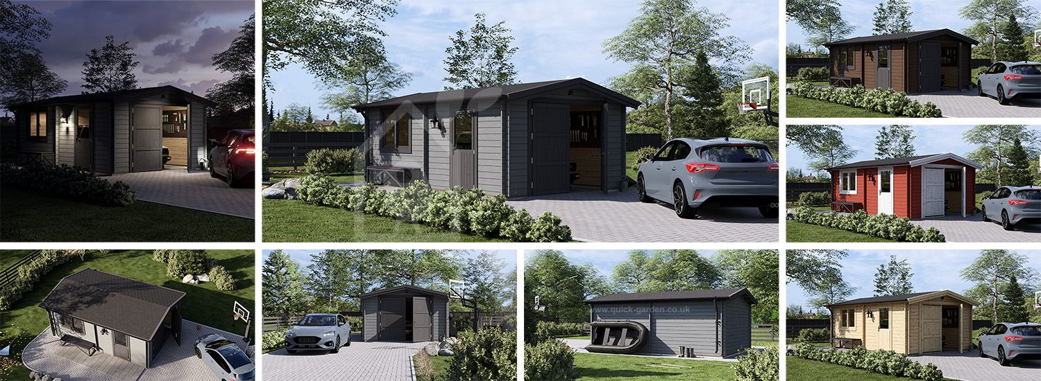 Single Wooden Garage CLASSIC (34 mm), 4x6 m (13'x20'), 24 m² visualization 1