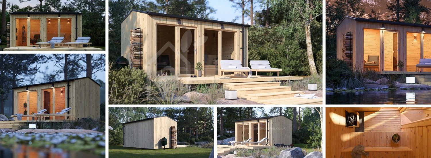 Outdoor Sauna SERENE (34 mm + Cladding), 4.5x2.5 m, 5 m² visualization 1